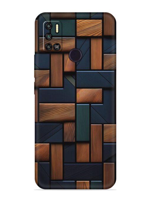 Wooden Background Cubes Embossed Soft Silicone Case for Tecno Spark 6 Air