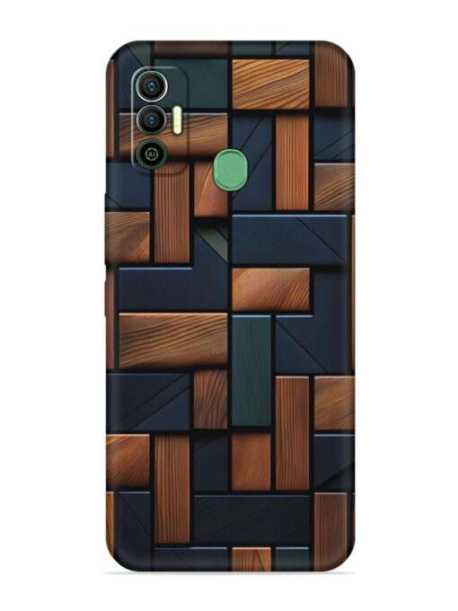 Wooden Background Cubes Embossed Soft Silicone Case for Tecno Spark 7 Zapvi