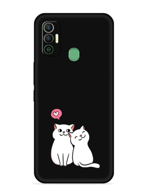 Cute Loving Cats Embossed Soft Silicone Case for Tecno Spark 7 Zapvi