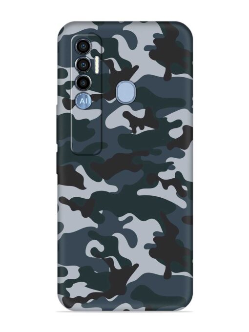 Dark Blue Army Military Art Embossed Soft Silicone Case for Tecno Spark 7 Pro