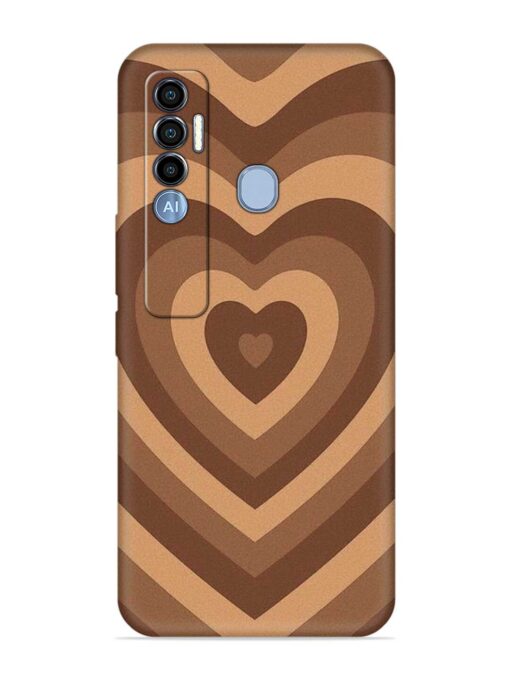 Brown Heart Embossed Soft Silicone Case for Tecno Spark 7 Pro