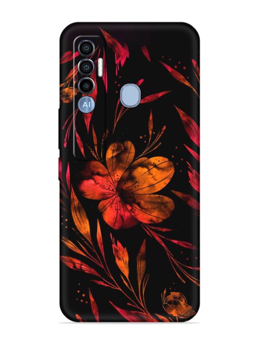 Red Flower Painting Embossed Soft Silicone Case for Tecno Spark 7 Pro