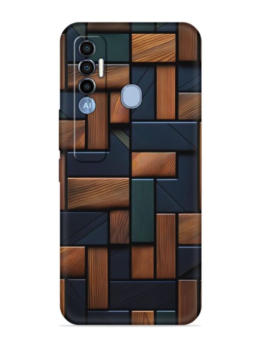 Wooden Background Cubes Embossed Soft Silicone Case for Tecno Spark 7 Pro