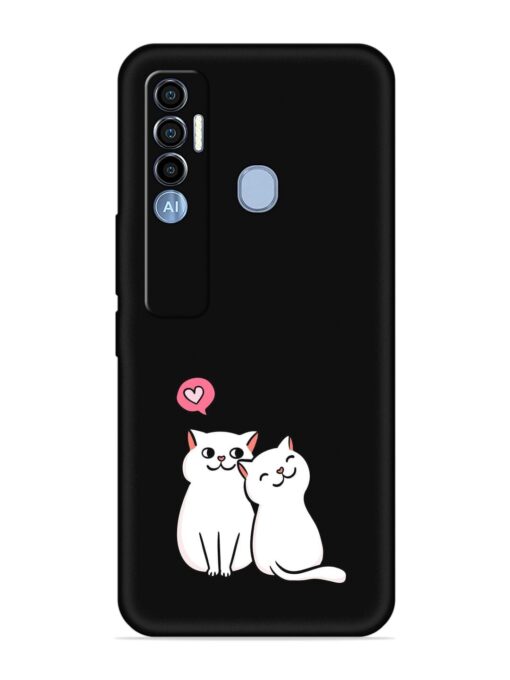 Cute Loving Cats Embossed Soft Silicone Case for Tecno Spark 7 Pro