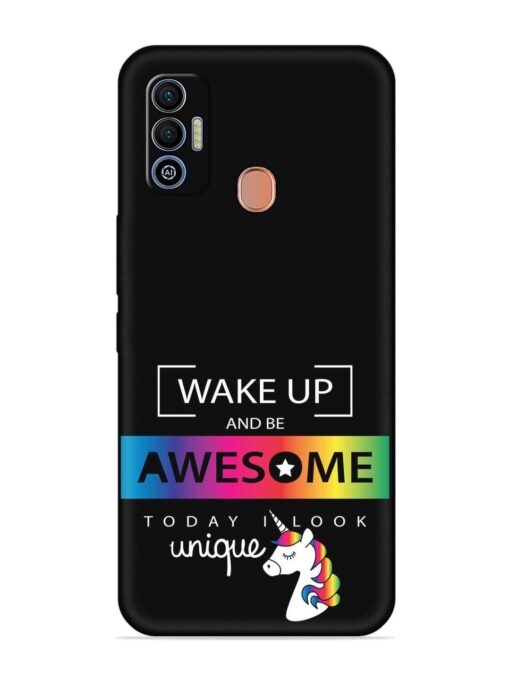 Inspirational Quote Unicorn Embossed Soft Silicone Case for Tecno Spark 7T