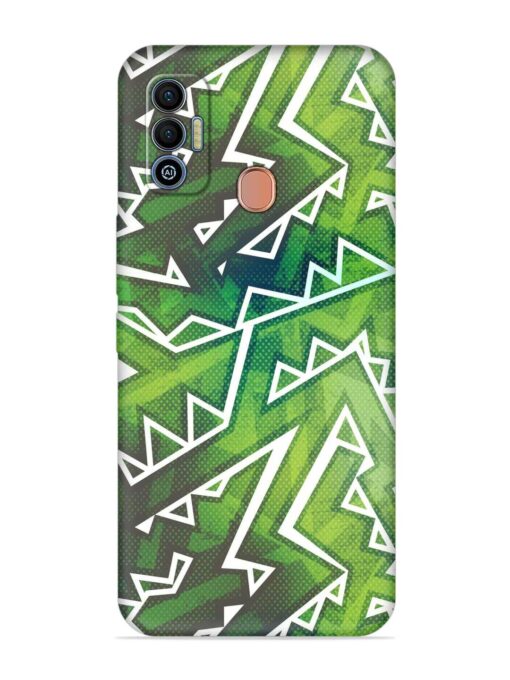 Green Graffiti Seamless Embossed Soft Silicone Case for Tecno Spark 7T