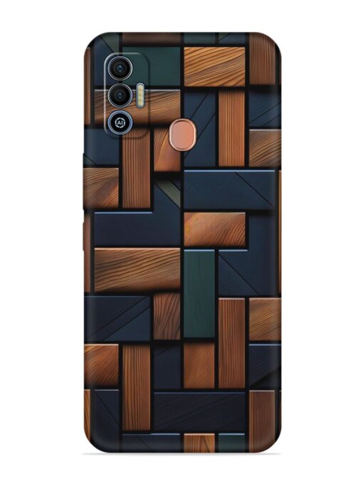 Wooden Background Cubes Embossed Soft Silicone Case for Tecno Spark 7T