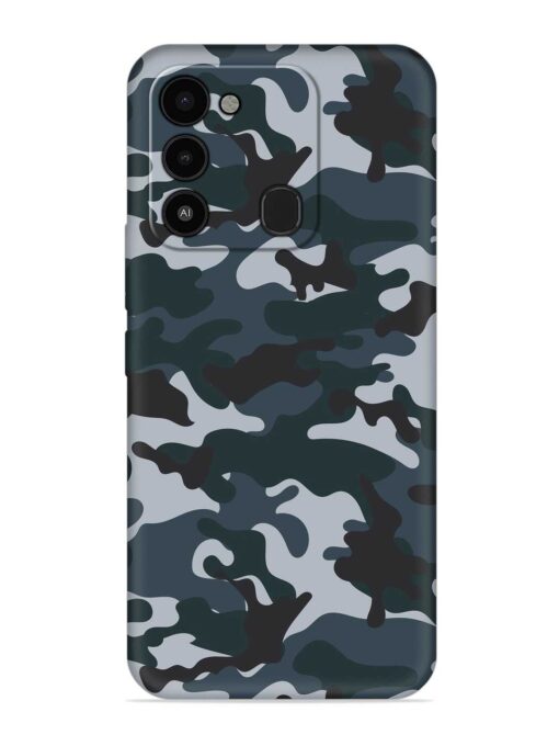 Dark Blue Army Military Art Embossed Soft Silicone Case for Tecno Spark 8C