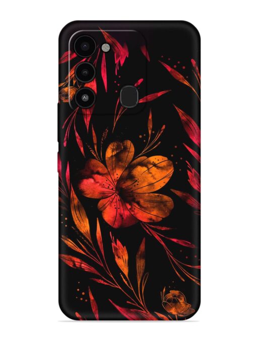 Red Flower Painting Embossed Soft Silicone Case for Tecno Spark 8C Zapvi