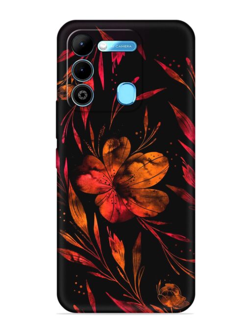 Red Flower Painting Embossed Soft Silicone Case for Tecno Spark 9