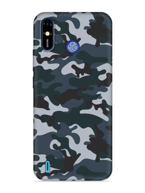 Dark Blue Army Military Art Embossed Soft Silicone Case for Tecno Spark Go (2019) Zapvi