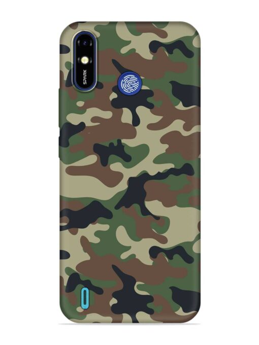 Army Military Camouflage Dark Green Embossed Soft Silicone Case for Tecno Spark Go (2019) Zapvi