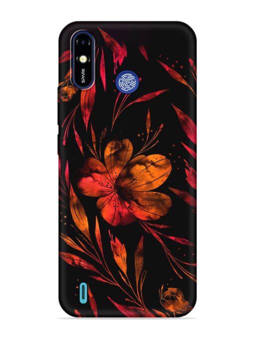 Red Flower Painting Embossed Soft Silicone Case for Tecno Spark Go (2019) Zapvi