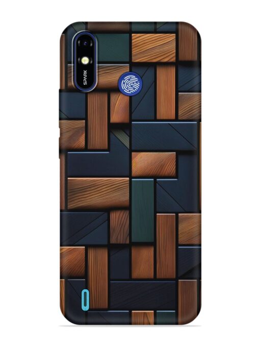 Wooden Background Cubes Embossed Soft Silicone Case for Tecno Spark Go (2019)