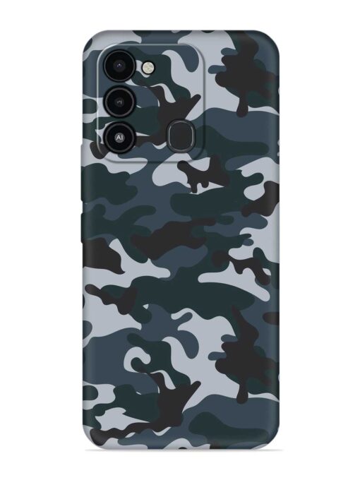 Dark Blue Army Military Art Embossed Soft Silicone Case for Tecno Spark Go (2022)