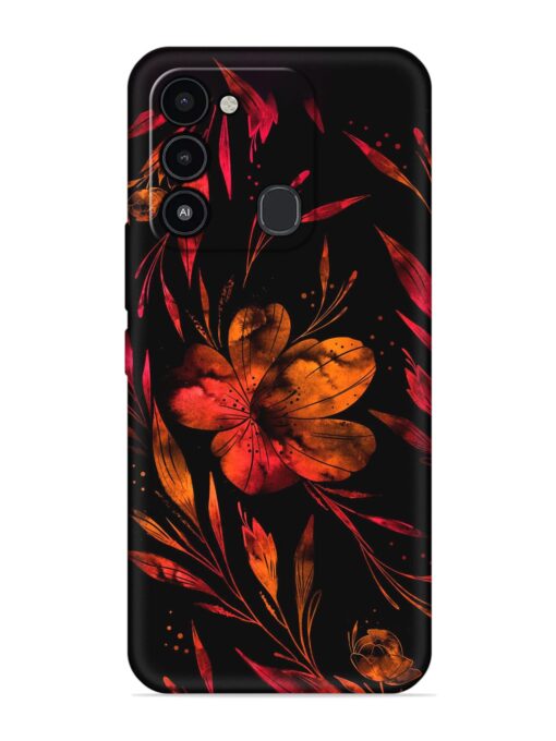 Red Flower Painting Embossed Soft Silicone Case for Tecno Spark Go (2022)