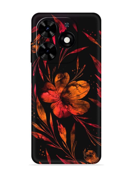 Red Flower Painting Embossed Soft Silicone Case for Tecno Spark Go (2024)