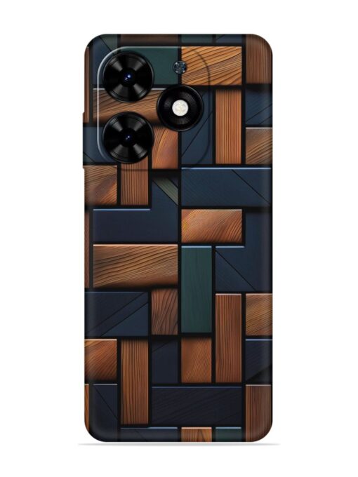 Wooden Background Cubes Embossed Soft Silicone Case for Tecno Spark Go (2024) Zapvi