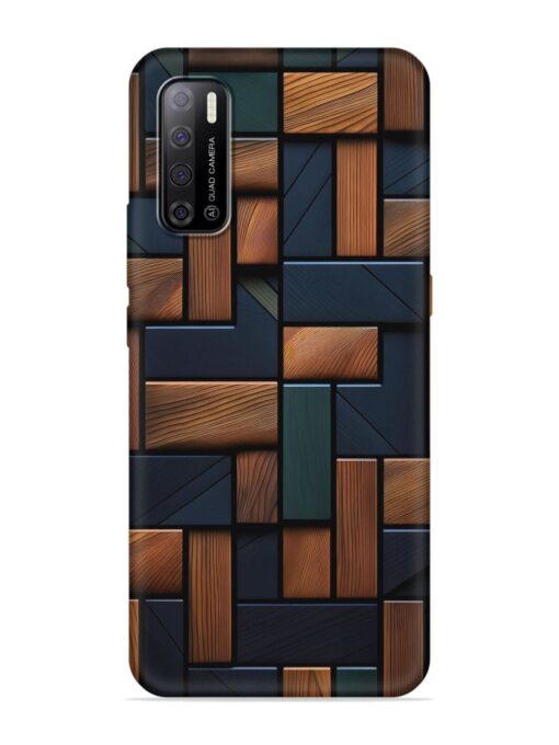 Wooden Background Cubes Embossed Soft Silicone Case for Tecno Spark Power 2