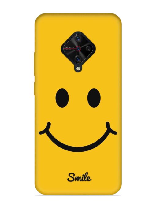 Yellow Smiley Embossed Soft Silicone Case for Vivo S1 Pro