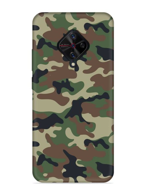 Army Military Camouflage Dark Green Embossed Soft Silicone Case for Vivo S1 Pro