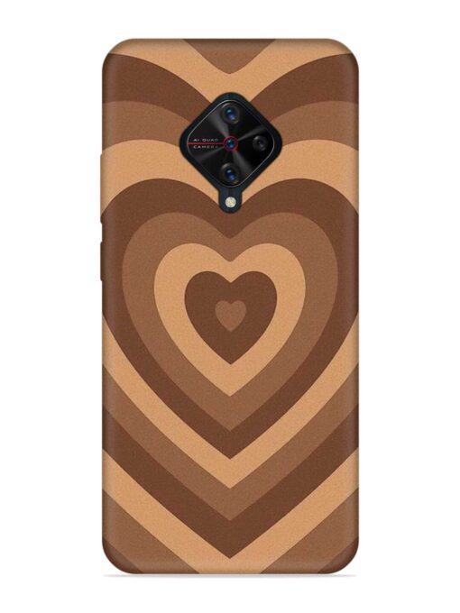 Brown Heart Embossed Soft Silicone Case for Vivo S1 Pro