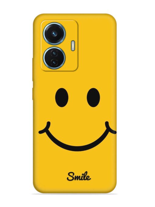 Yellow Smiley Embossed Soft Silicone Case for Vivo T1 (44W) Zapvi