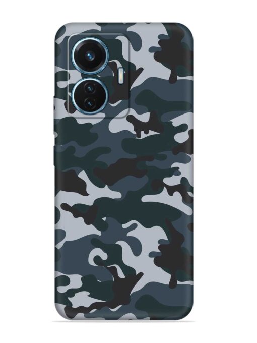 Dark Blue Army Military Art Embossed Soft Silicone Case for Vivo T1 (44W) Zapvi