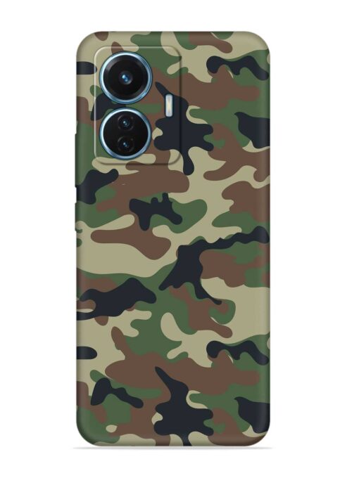 Army Military Camouflage Dark Green Embossed Soft Silicone Case for Vivo T1 (44W)