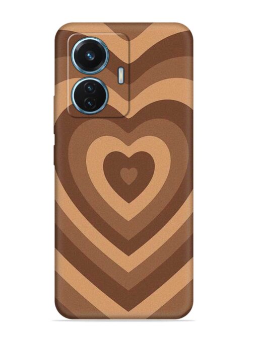 Brown Heart Embossed Soft Silicone Case for Vivo T1 (44W) Zapvi