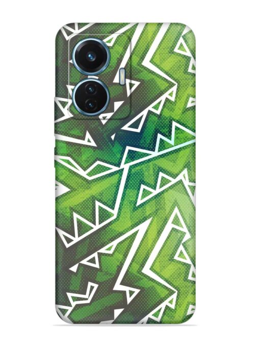 Green Graffiti Seamless Embossed Soft Silicone Case for Vivo T1 (44W) Zapvi