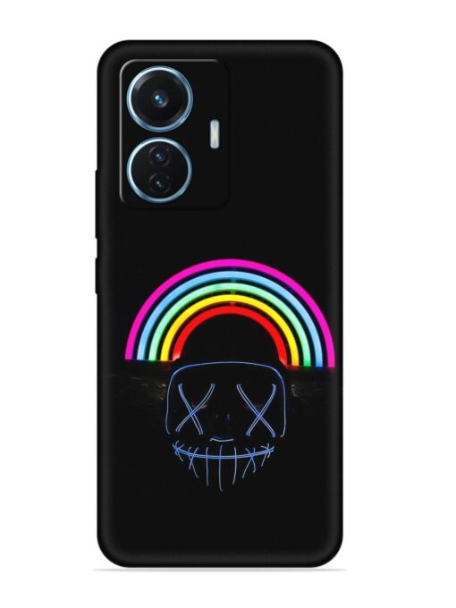 Mask Rainbow Embossed Soft Silicone Case for Vivo T1 (44W) Zapvi