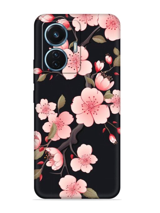 Cherry Blossom Embossed Soft Silicone Case for Vivo T1 (44W)