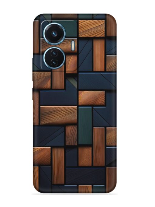 Wooden Background Cubes Embossed Soft Silicone Case for Vivo T1 (44W)