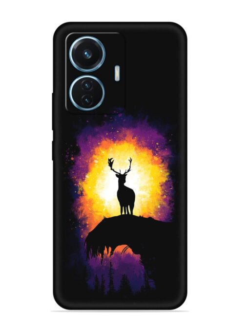 Elk Animal Art Embossed Soft Silicone Case for Vivo T1 (44W)