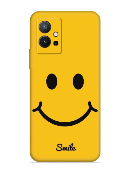 Yellow Smiley Embossed Soft Silicone Case for Vivo T1 (5G) Zapvi