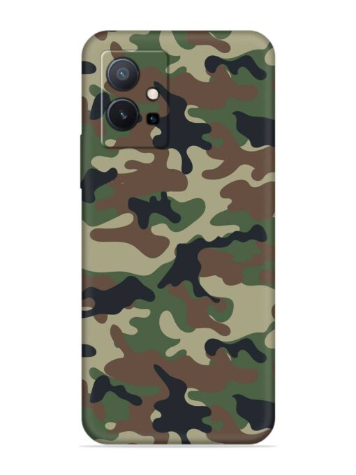 Army Military Camouflage Dark Green Embossed Soft Silicone Case for Vivo T1 (5G) Zapvi