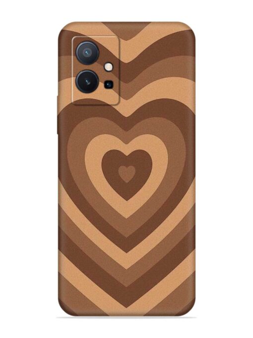 Brown Heart Embossed Soft Silicone Case for Vivo T1 (5G)