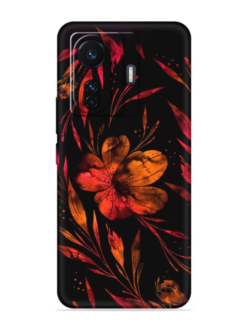 Red Flower Painting Embossed Soft Silicone Case for Vivo T1 Pro (5G) Zapvi