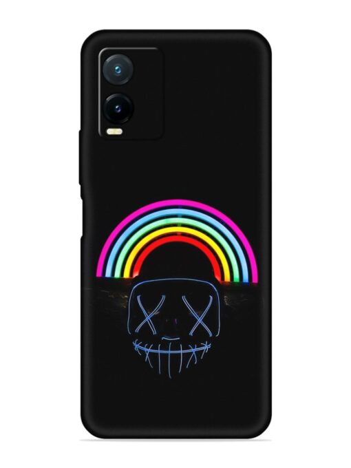 Mask Rainbow Embossed Soft Silicone Case for Vivo T1X Zapvi