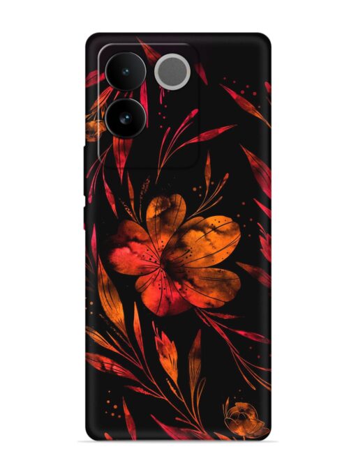 Red Flower Painting Embossed Soft Silicone Case for Vivo T2 Pro (5G)