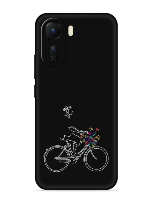 Minimalist Cycle Art Embossed Soft Silicone Case for Vivo T2X (5G)