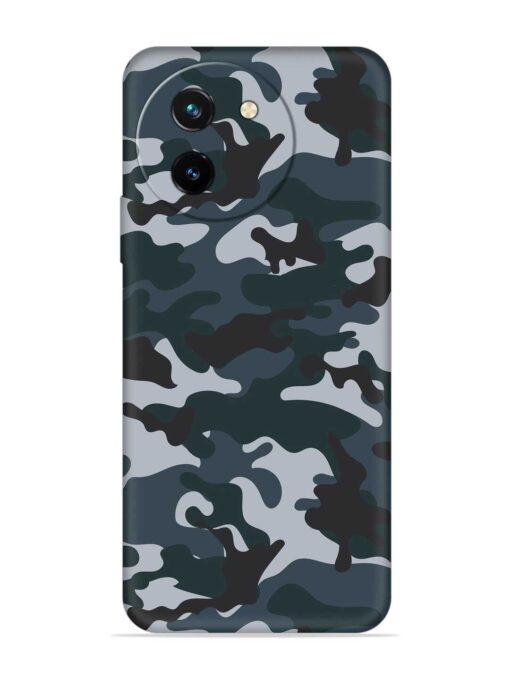 Dark Blue Army Military Art Embossed Soft Silicone Case for Vivo T3X (5G) Zapvi