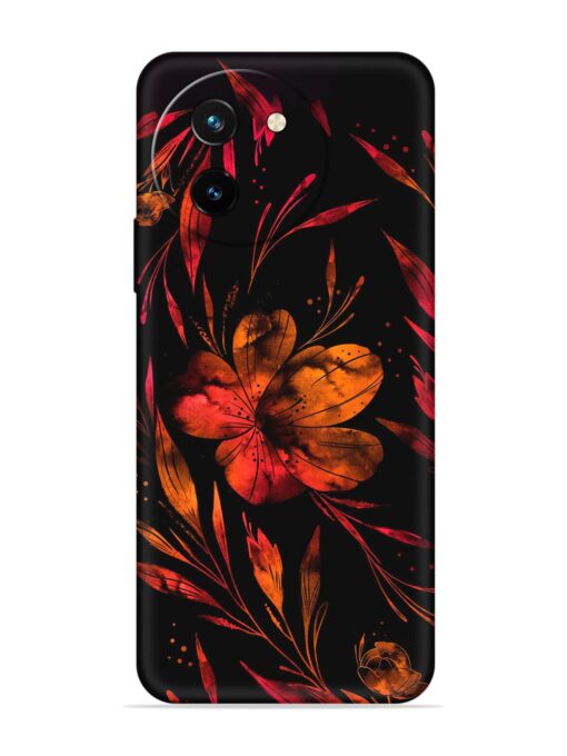 Red Flower Painting Embossed Soft Silicone Case for Vivo T3X (5G) Zapvi