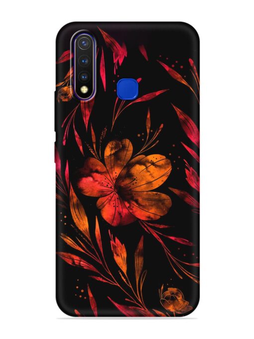 Red Flower Painting Embossed Soft Silicone Case for Vivo U20 Zapvi