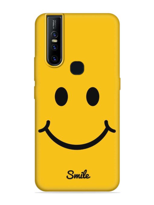 Yellow Smiley Embossed Soft Silicone Case for Vivo V15 Zapvi