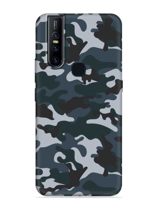 Dark Blue Army Military Art Embossed Soft Silicone Case for Vivo V15 Zapvi