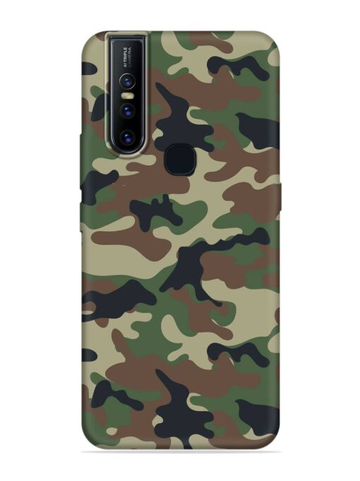 Army Military Camouflage Dark Green Embossed Soft Silicone Case for Vivo V15