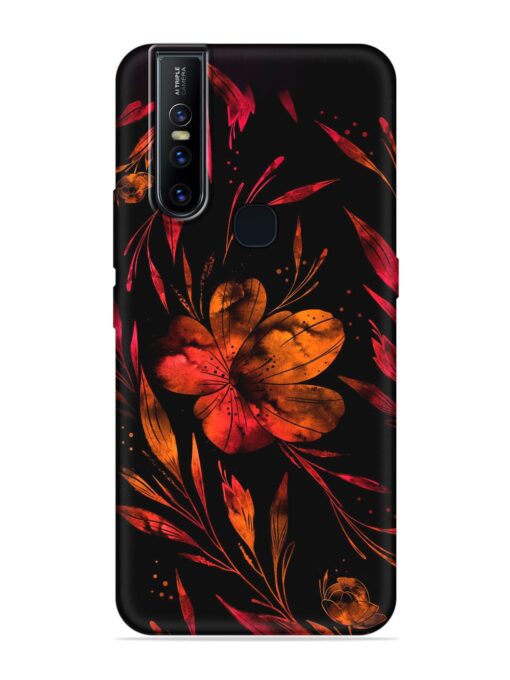 Red Flower Painting Embossed Soft Silicone Case for Vivo V15