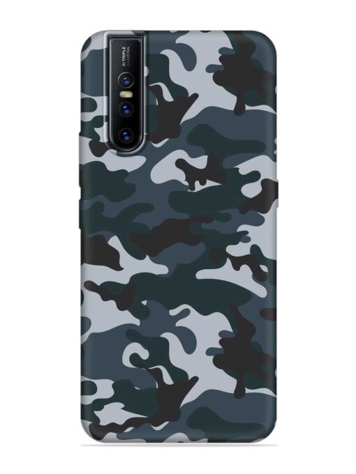 Dark Blue Army Military Art Embossed Soft Silicone Case for Vivo V15 Pro Zapvi